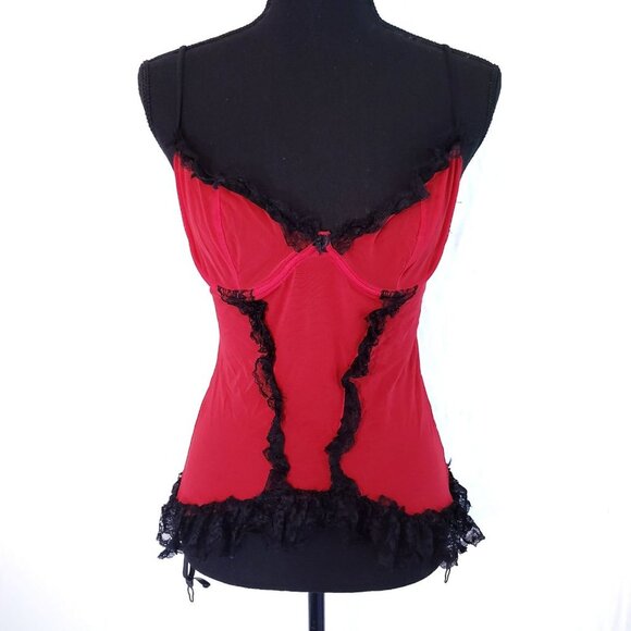 Red and black women's corset top size Large - Picture 1 of 3
